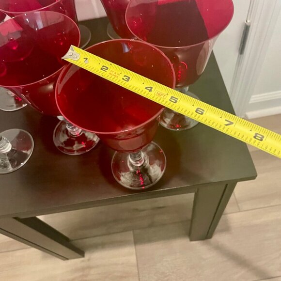 VTG BELL WINE GLASSES RUBY RED GOBLET SET OF 10 LARGE SIZE COLLECTIBLE RARE - Picture 8 of 16